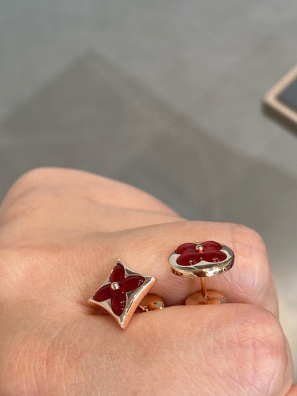 [⭐Hevara Jewelry]STAR AND SUN PINK GOLD CARNELIAN STUD EARRINGS