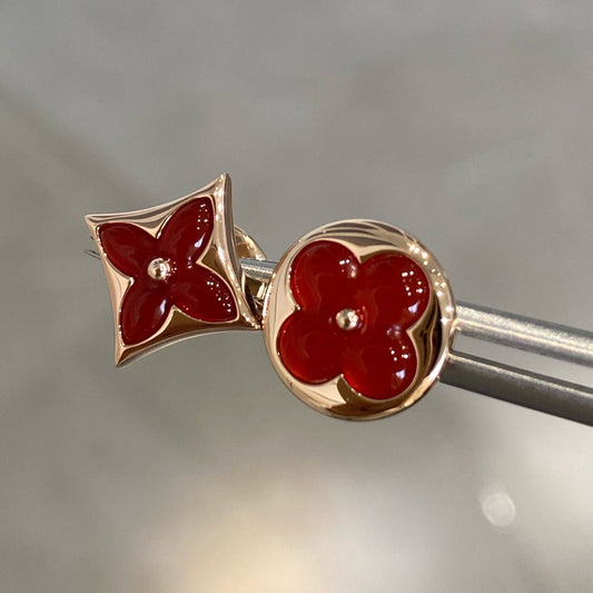 [⭐Hevara Jewelry]STAR AND SUN PINK GOLD CARNELIAN STUD EARRINGS