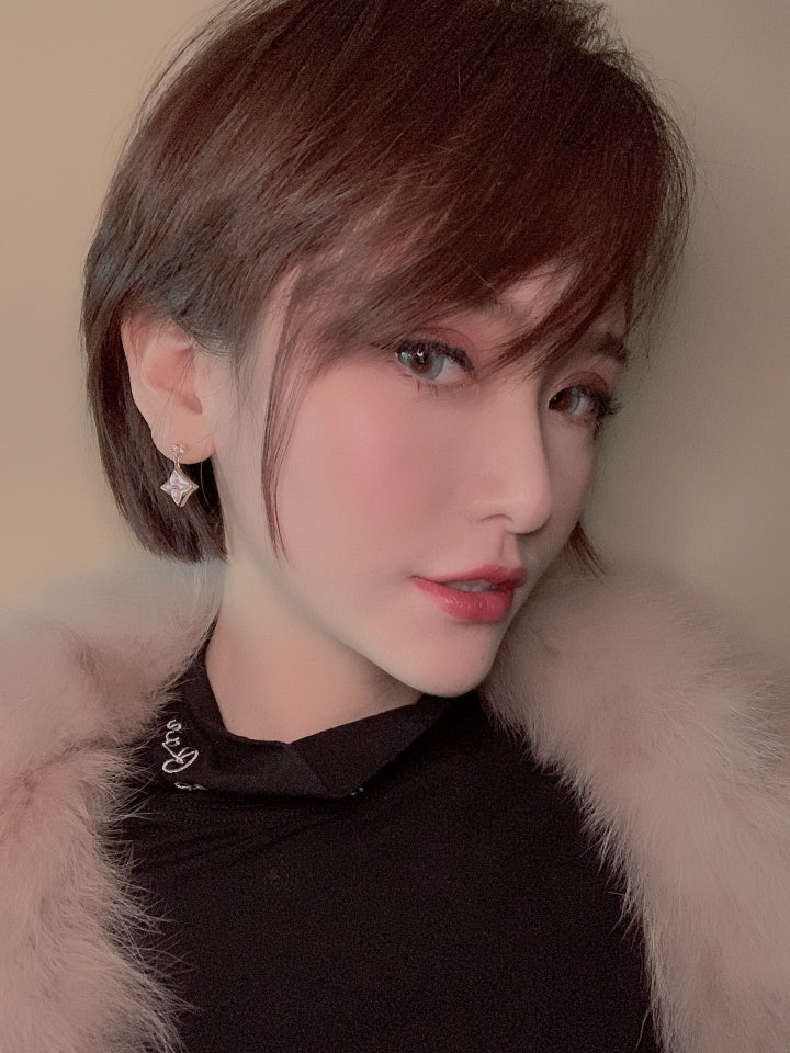 [⭐Hevara Jewelry]DOUBLE STAR PINK GOLD MOP DROP EARRINGS