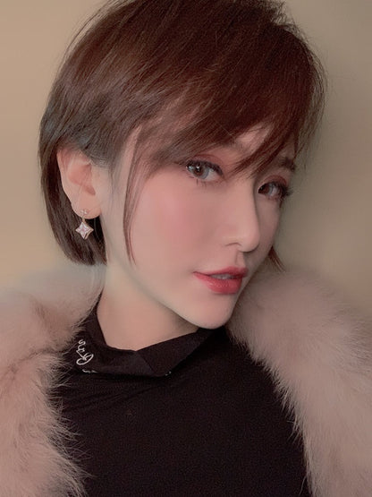 [⭐Hevara Jewelry]DOUBLE STAR PINK GOLD MOP DROP EARRINGS