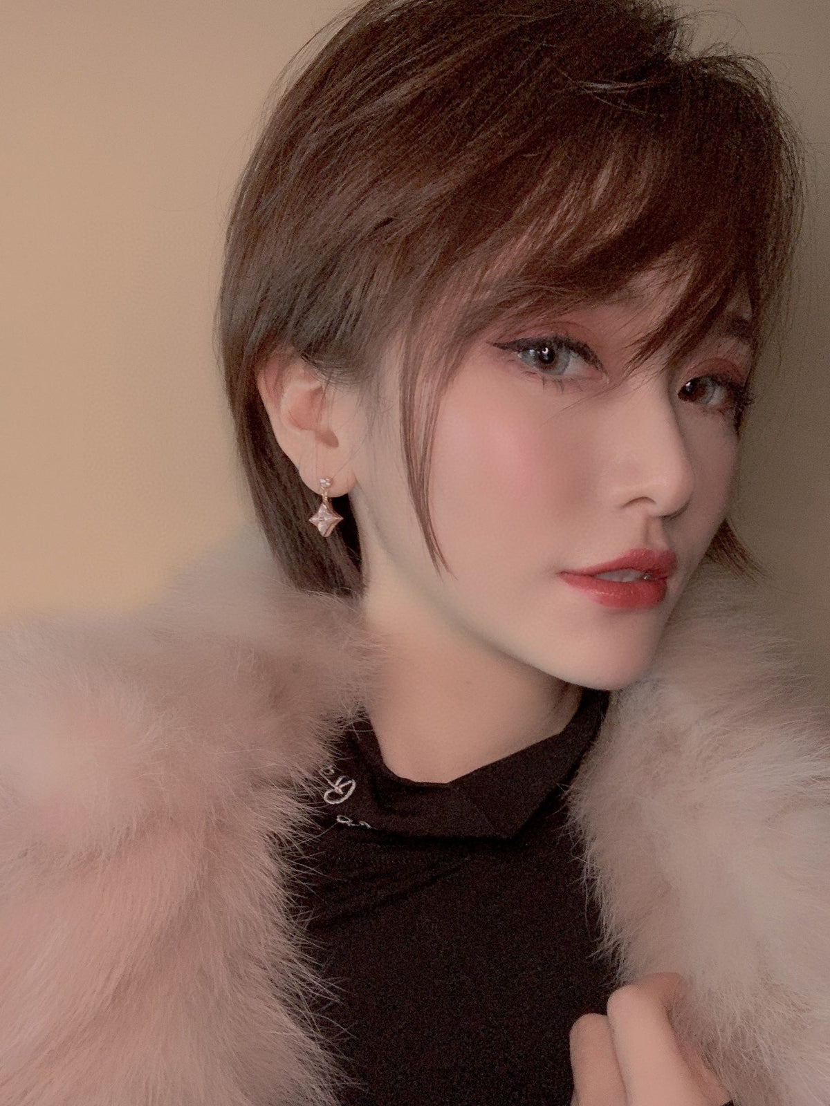 [⭐Hevara Jewelry]DOUBLE STAR PINK GOLD MOP DROP EARRINGS