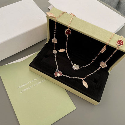 [⭐Hevara Jewelry]LUCKY SPRING 15 MOTIFS ROSE GOLD NECKLACE