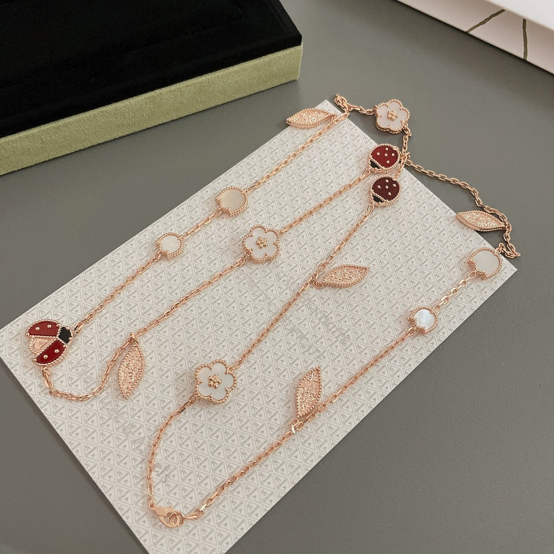 [⭐Hevara Jewelry]LUCKY SPRING 15 MOTIFS ROSE GOLD NECKLACE