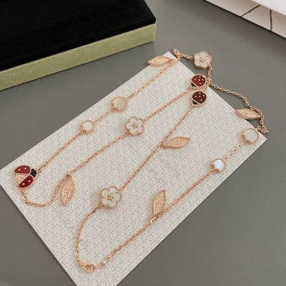 [⭐Hevara Jewelry]LUCKY SPRING 15 MOTIFS ROSE GOLD NECKLACE