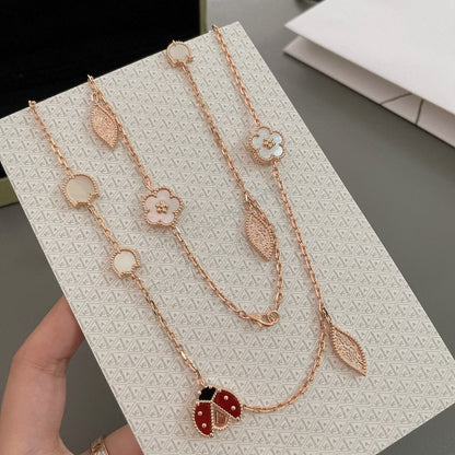 [⭐Hevara Jewelry]LUCKY SPRING 15 MOTIFS ROSE GOLD NECKLACE