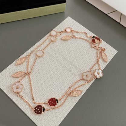 [⭐Hevara Jewelry]LUCKY SPRING 15 MOTIFS ROSE GOLD NECKLACE
