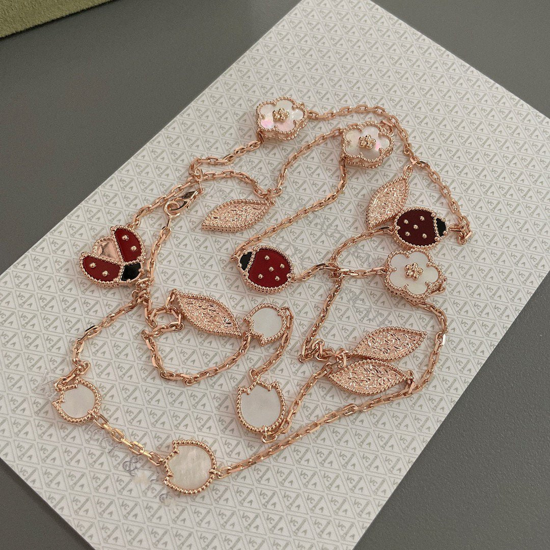 [⭐Hevara Jewelry]LUCKY SPRING 15 MOTIFS ROSE GOLD NECKLACE