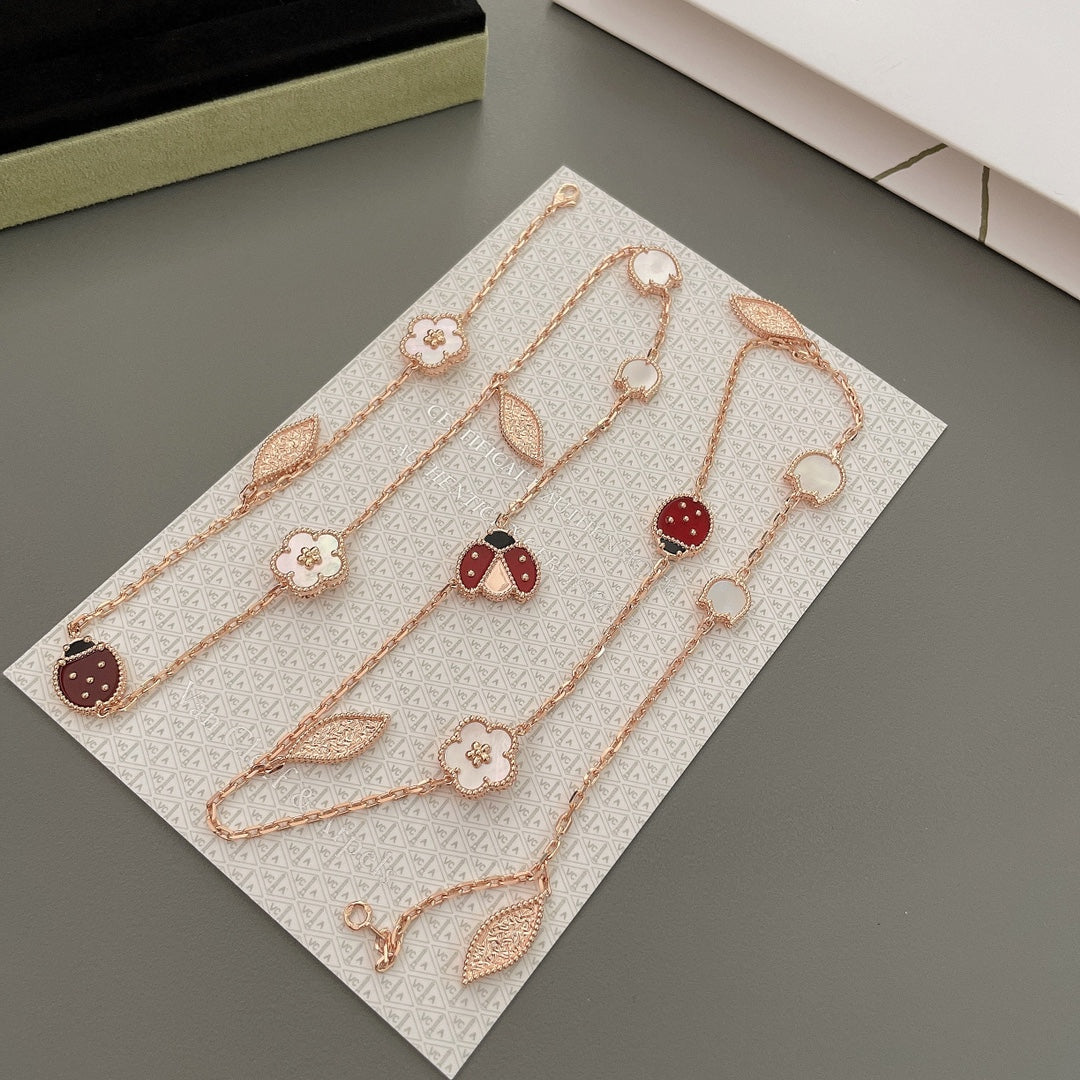 [⭐Hevara Jewelry]LUCKY SPRING 15 MOTIFS ROSE GOLD NECKLACE