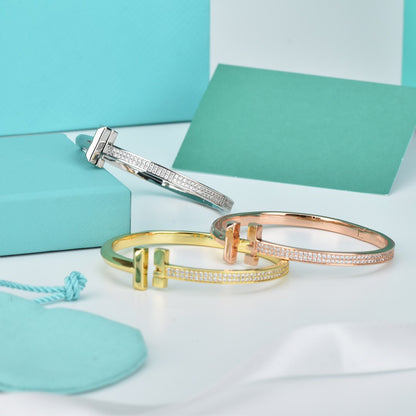 [Hevara Jewelry]WIDE DIAMONDS HINGED BANGLE