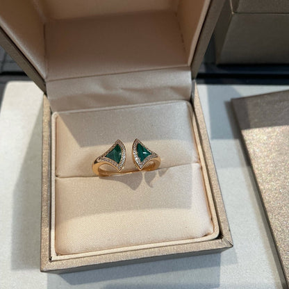 [⭐Hevara Jewelry]DREAM MALACHITE DIAMOND OPEN RING
