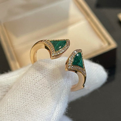 [⭐Hevara Jewelry]DREAM MALACHITE DIAMOND OPEN RING