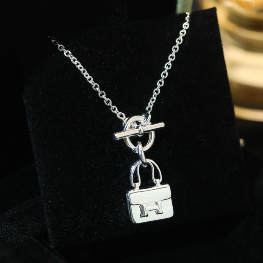 [⭐Hevara Jewelry]POP H PEDANT SILVER NECKLACE