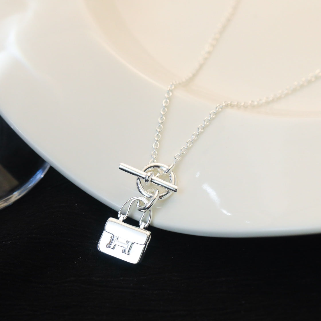 [⭐Hevara Jewelry]POP H PEDANT SILVER NECKLACE