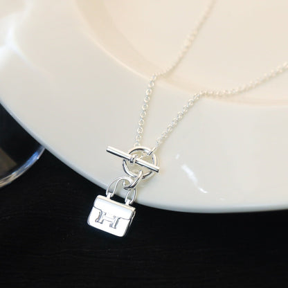 [⭐Hevara Jewelry]POP H PEDANT SILVER NECKLACE