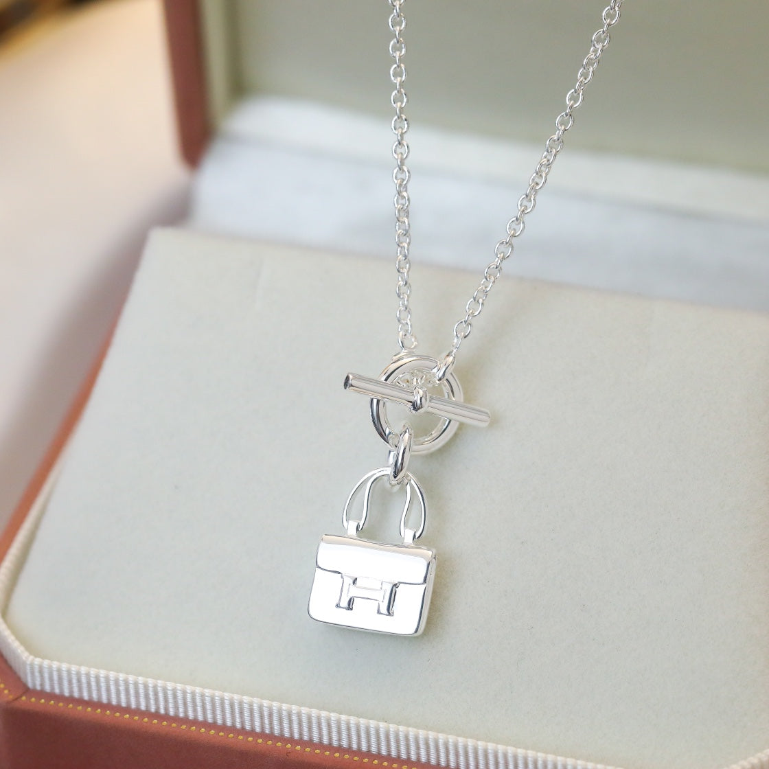 [⭐Hevara Jewelry]POP H PEDANT SILVER NECKLACE