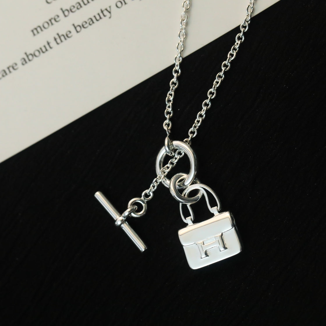 [⭐Hevara Jewelry]POP H PEDANT SILVER NECKLACE