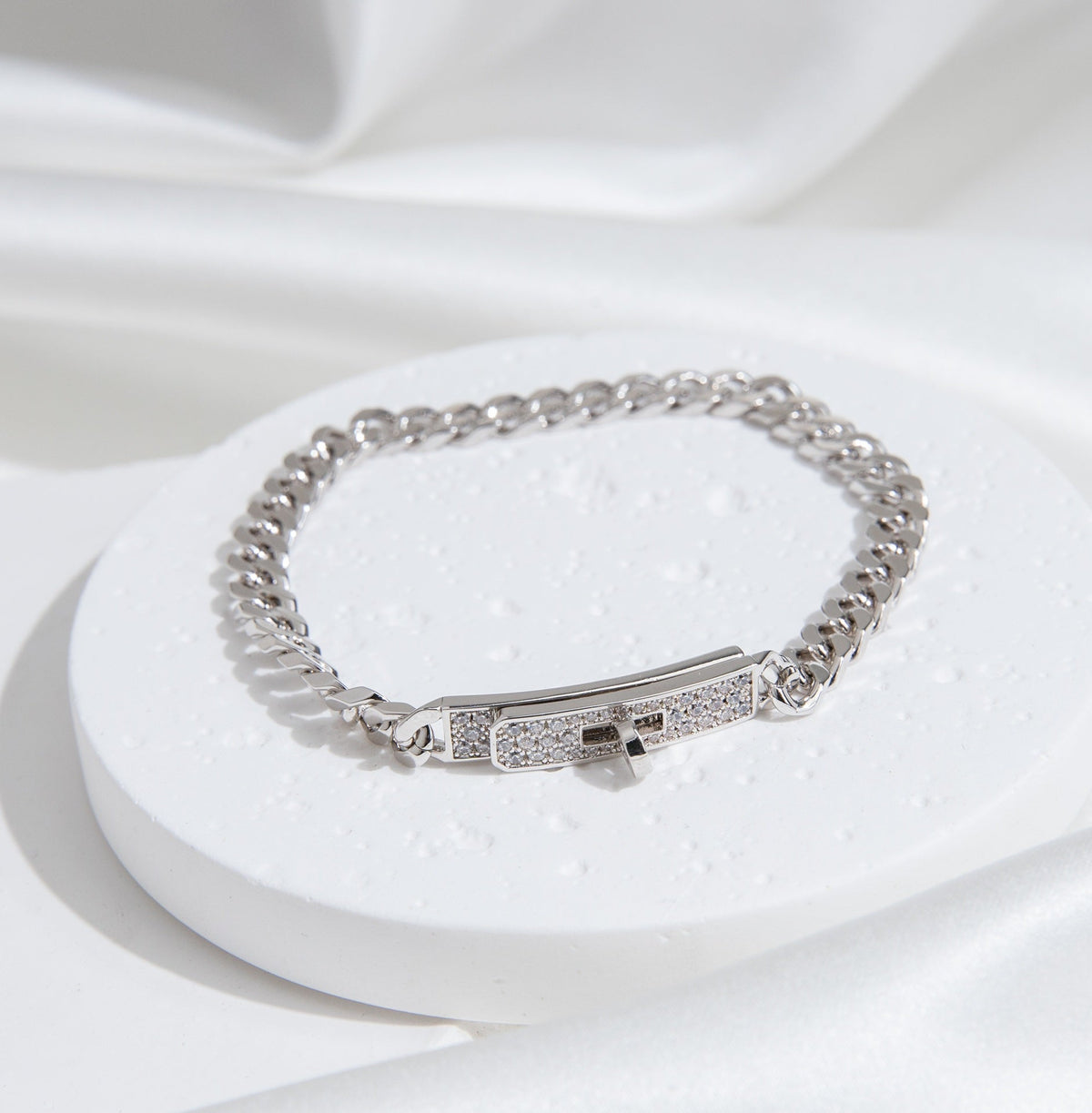 [⭐Hevara Jewelry]KELLY CHAIN SILVER DIAMOND BRACELET