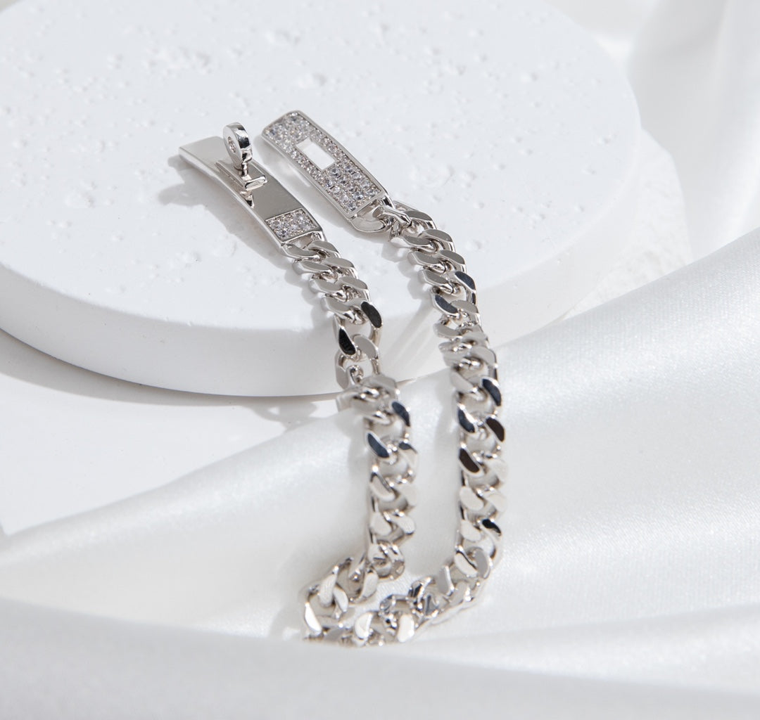 [⭐Hevara Jewelry]KELLY CHAIN SILVER DIAMOND BRACELET