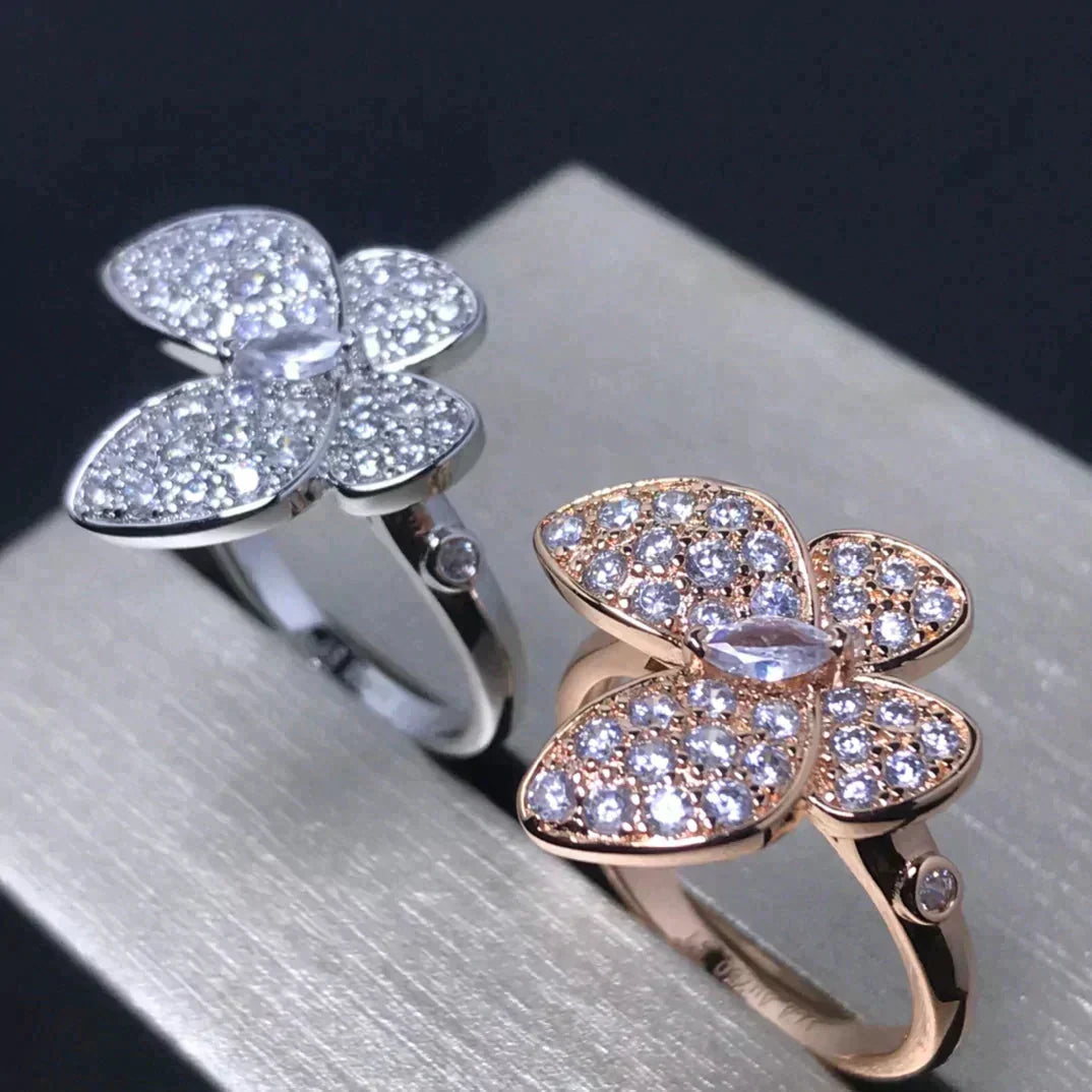 [⭐Hevara Jewelry]BUTTERFLY PINK GOLD DIAMOND RING