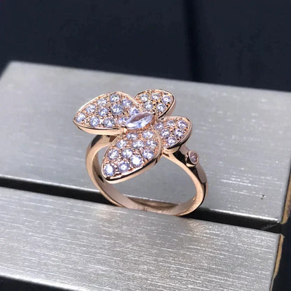 [⭐Hevara Jewelry]BUTTERFLY PINK GOLD DIAMOND RING