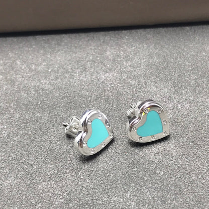 [Hevara Jewelry]HEART STUD SILVER EARRINGS