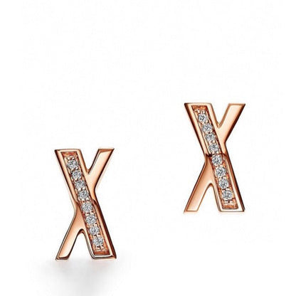 [Hevara Jewelry]X EARRINGS ROSE GOLD DIAMONDS