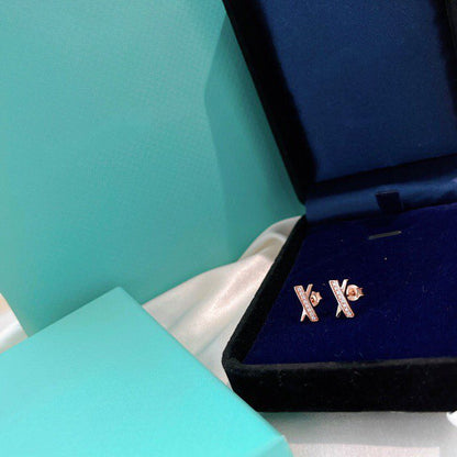 [Hevara Jewelry]X EARRINGS ROSE GOLD DIAMONDS
