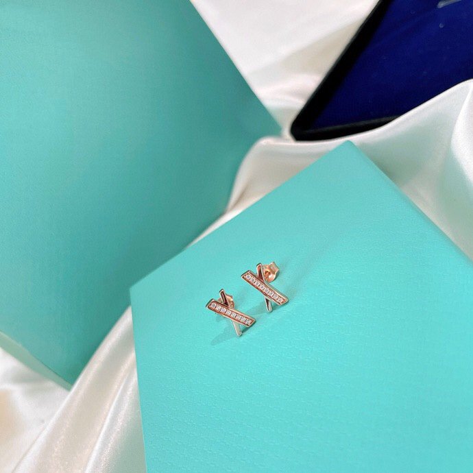 [Hevara Jewelry]X EARRINGS ROSE GOLD DIAMONDS