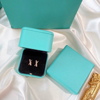 [Hevara Jewelry]X EARRINGS ROSE GOLD DIAMONDS