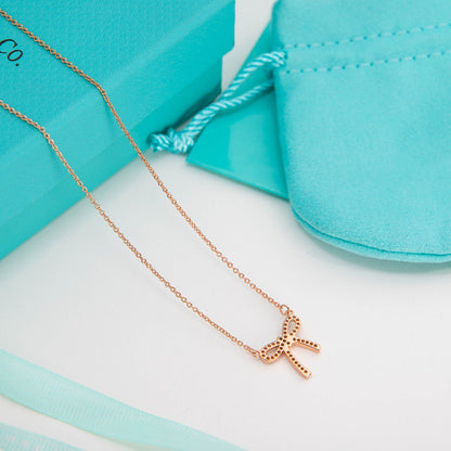 [Hevara Jewelry]RIBBON NECKLACE BOW PENDANT DIAMOND CHARM CHAIN