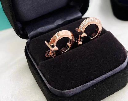 [Hevara Jewelry]HOOP EARRINGS IN ROSE GOLD WITH DIAMONDS