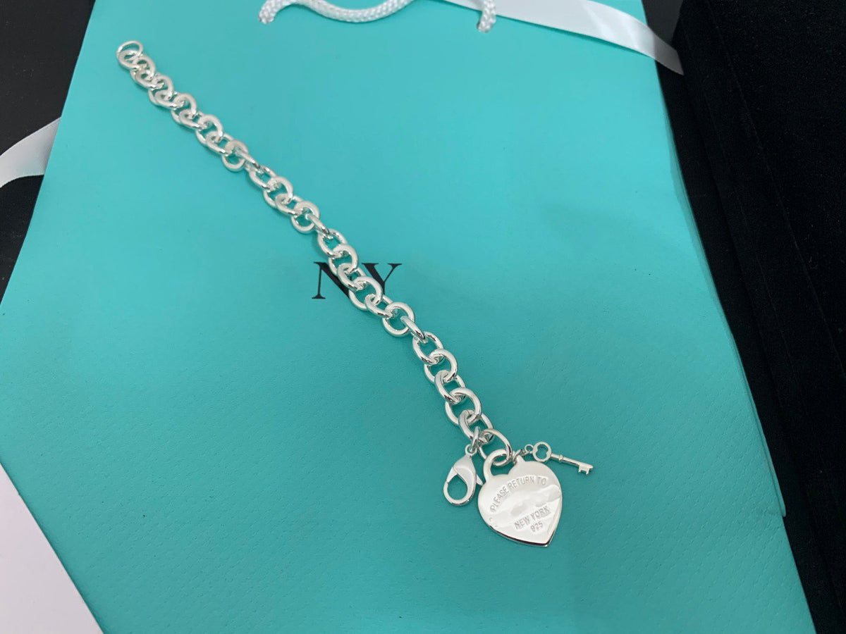 [Hevara Jewelry]KEY HEART CARD CHUNKY INTERLOCKING BRACELET LENGTH