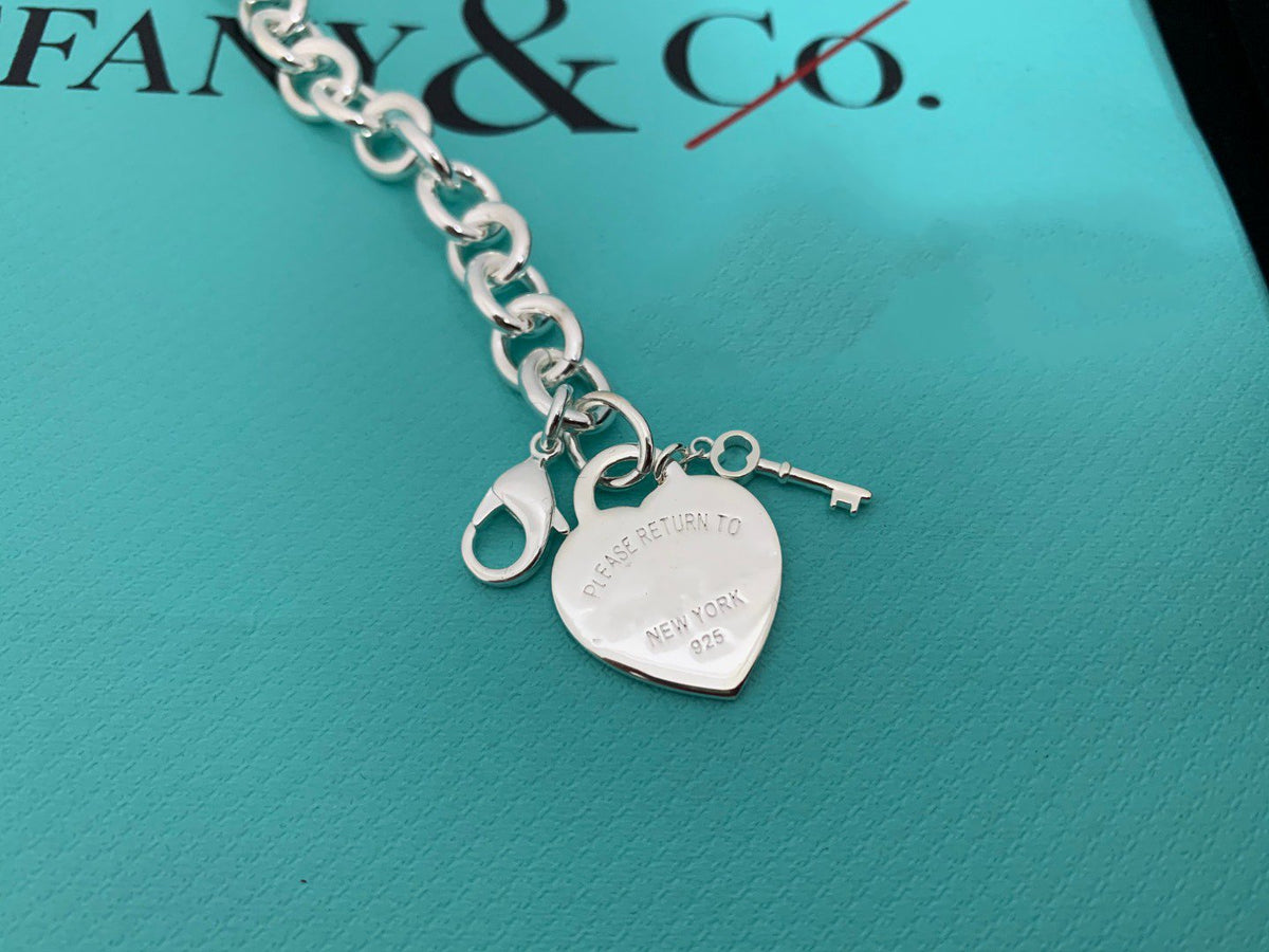 [Hevara Jewelry]KEY HEART CARD CHUNKY INTERLOCKING BRACELET LENGTH