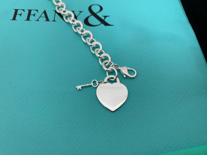 [Hevara Jewelry]KEY HEART CARD CHUNKY INTERLOCKING BRACELET LENGTH