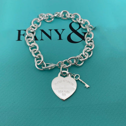 [Hevara Jewelry]KEY HEART CARD CHUNKY INTERLOCKING BRACELET LENGTH