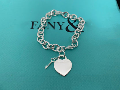 [Hevara Jewelry]KEY HEART CARD CHUNKY INTERLOCKING BRACELET LENGTH