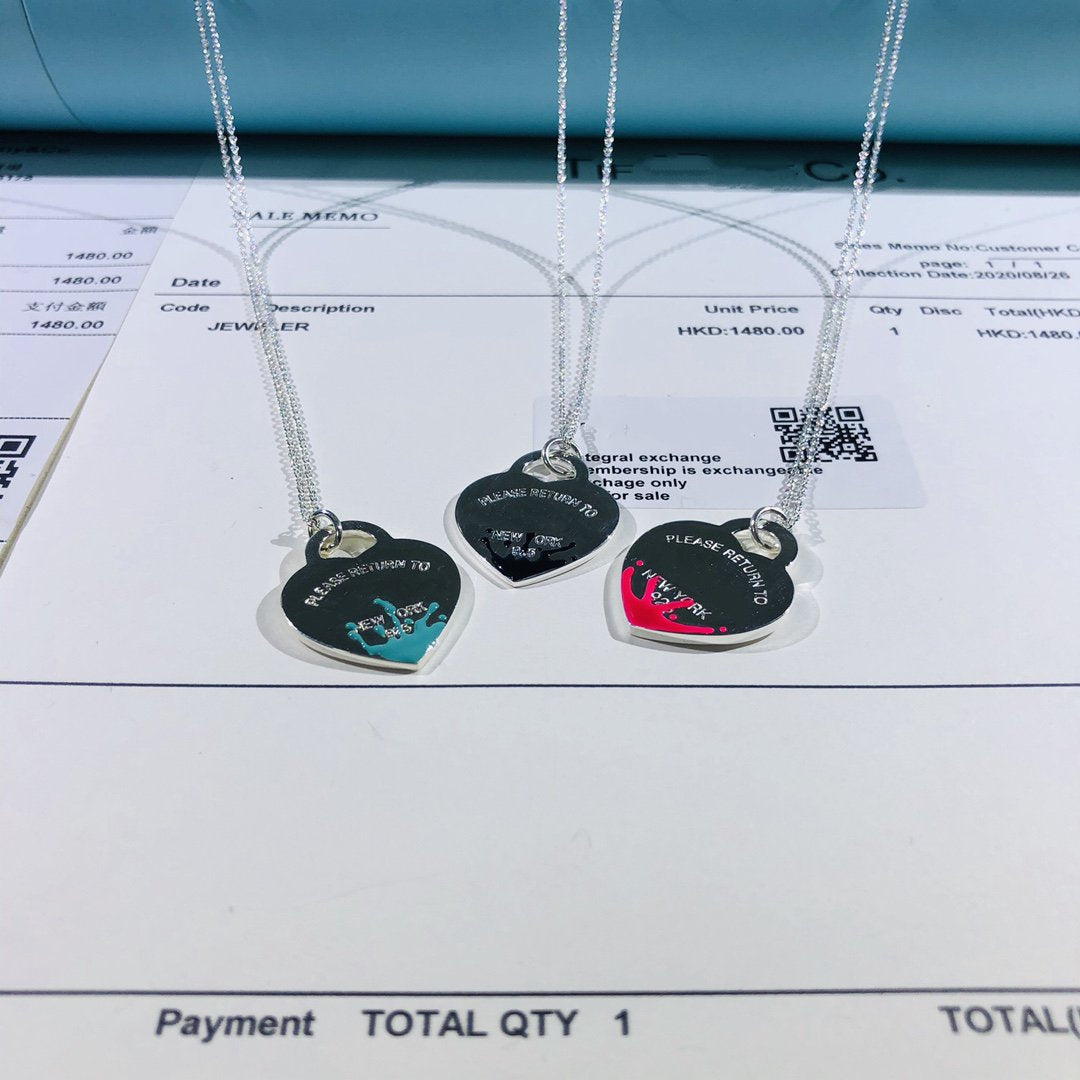 [Hevara Jewelry]COLOUR HEART SPLASH TAG NECKLACE
