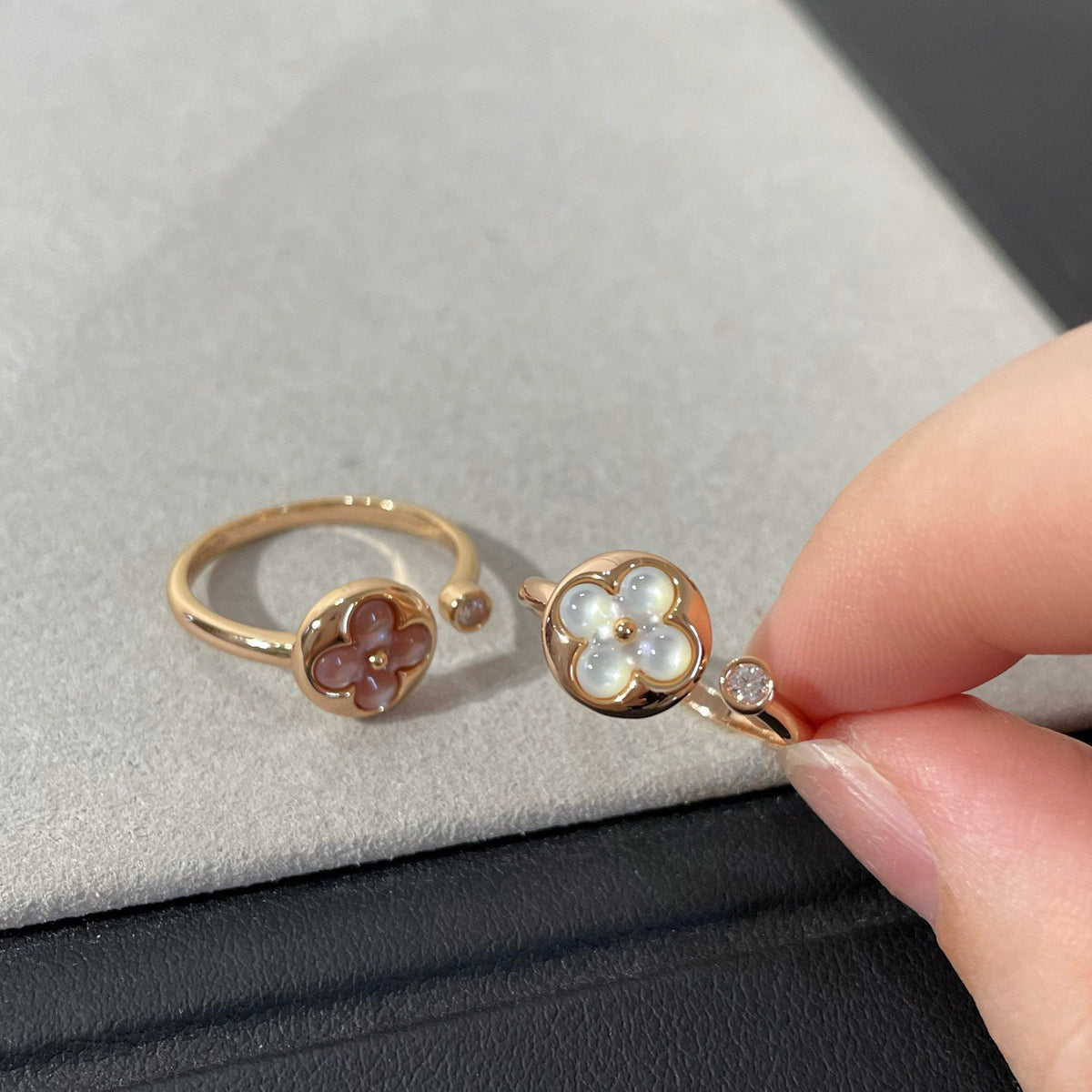 [⭐Hevara Jewelry]SUN 1 DIAMOND PINK MOP RING