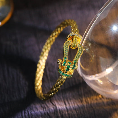 [⭐Hevara Jewelry]FORCE 10 GOLD GREEN DIAMOND PAVED