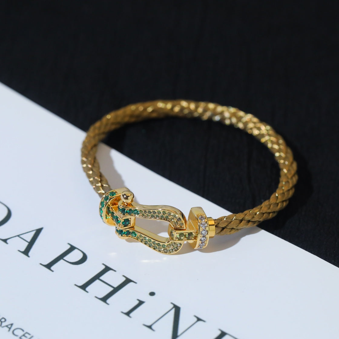 [⭐Hevara Jewelry]FORCE 10 GOLD GREEN DIAMOND PAVED