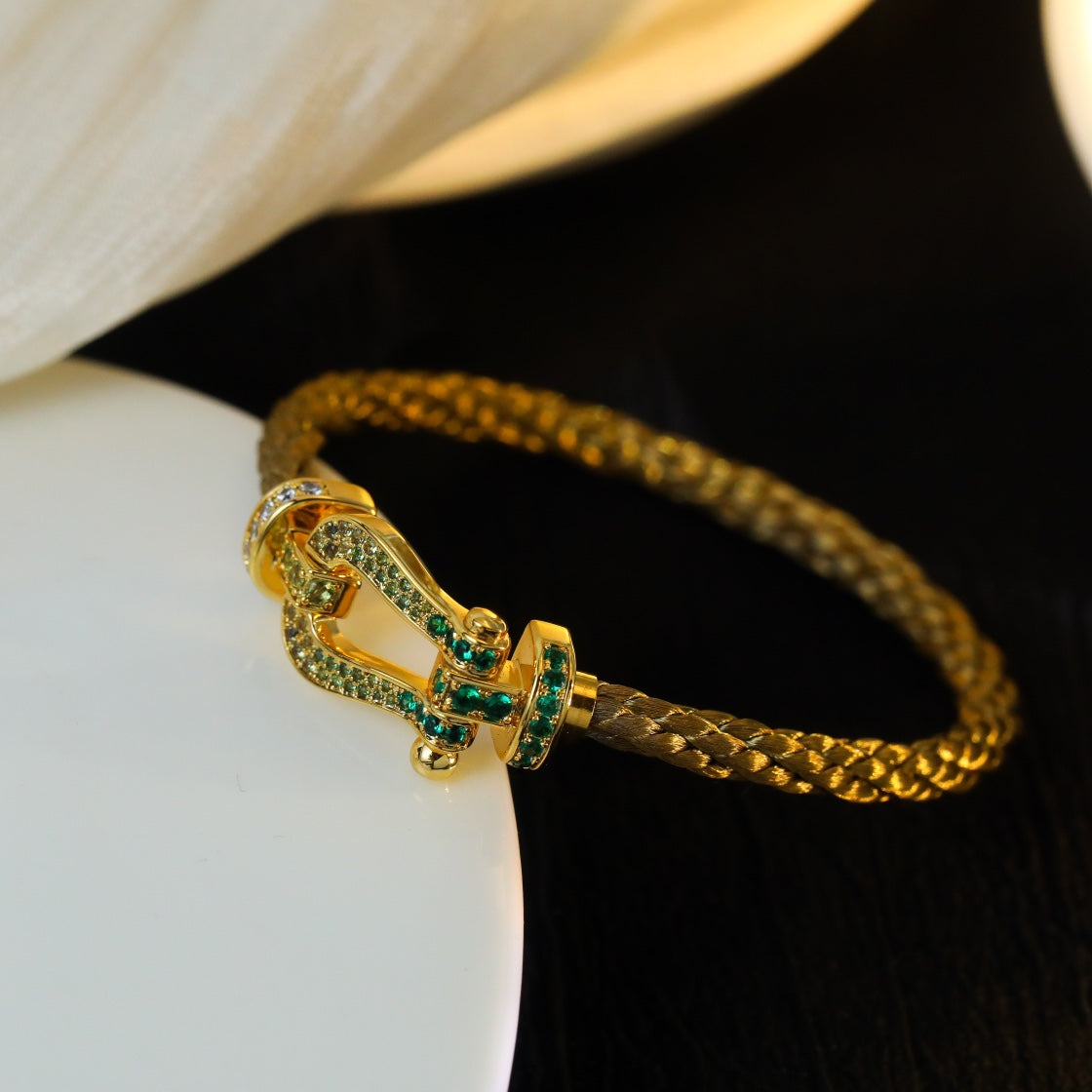 [⭐Hevara Jewelry]FORCE 10 GOLD GREEN DIAMOND PAVED