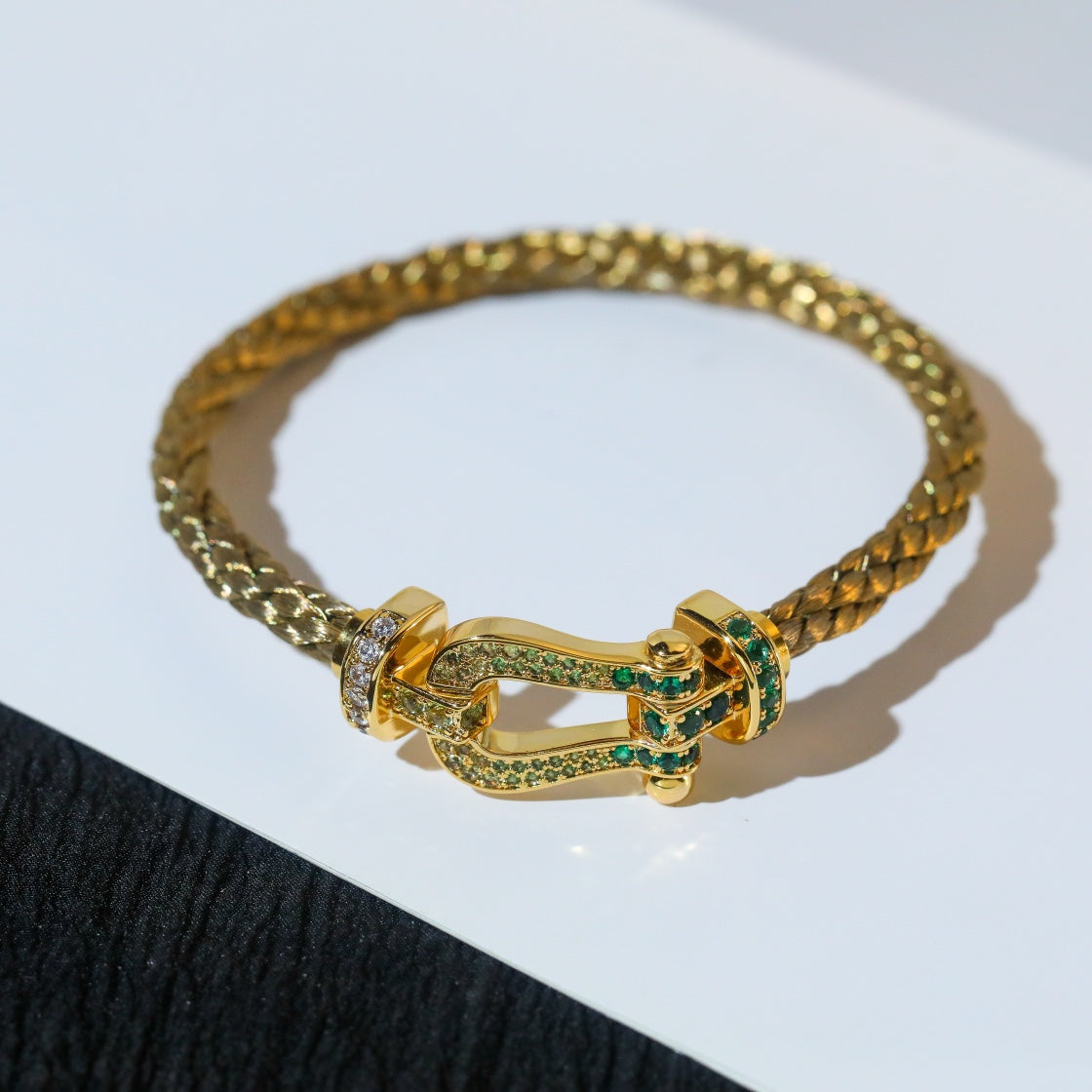 [⭐Hevara Jewelry]FORCE 10 GOLD GREEN DIAMOND PAVED