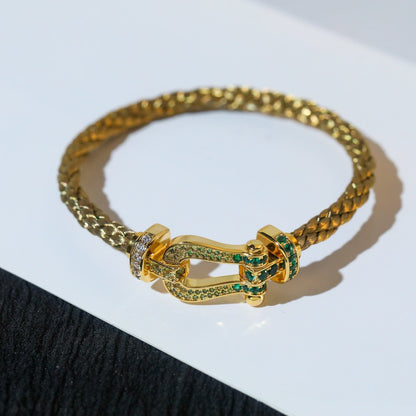 [⭐Hevara Jewelry]FORCE 10 GOLD GREEN DIAMOND PAVED