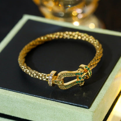 [⭐Hevara Jewelry]FORCE 10 GOLD GREEN DIAMOND PAVED