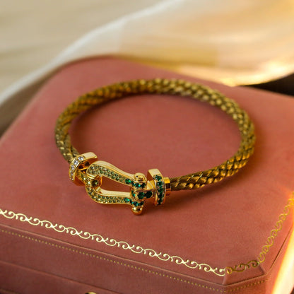[⭐Hevara Jewelry]FORCE 10 GOLD GREEN DIAMOND PAVED