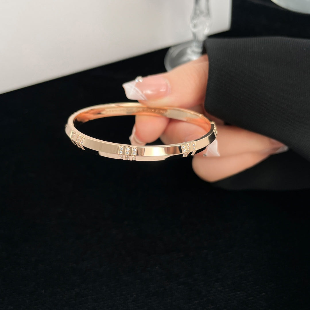 [Hevara Jewelry]ATLAS BRACELET 6MM DIAMOND PINK GOLD