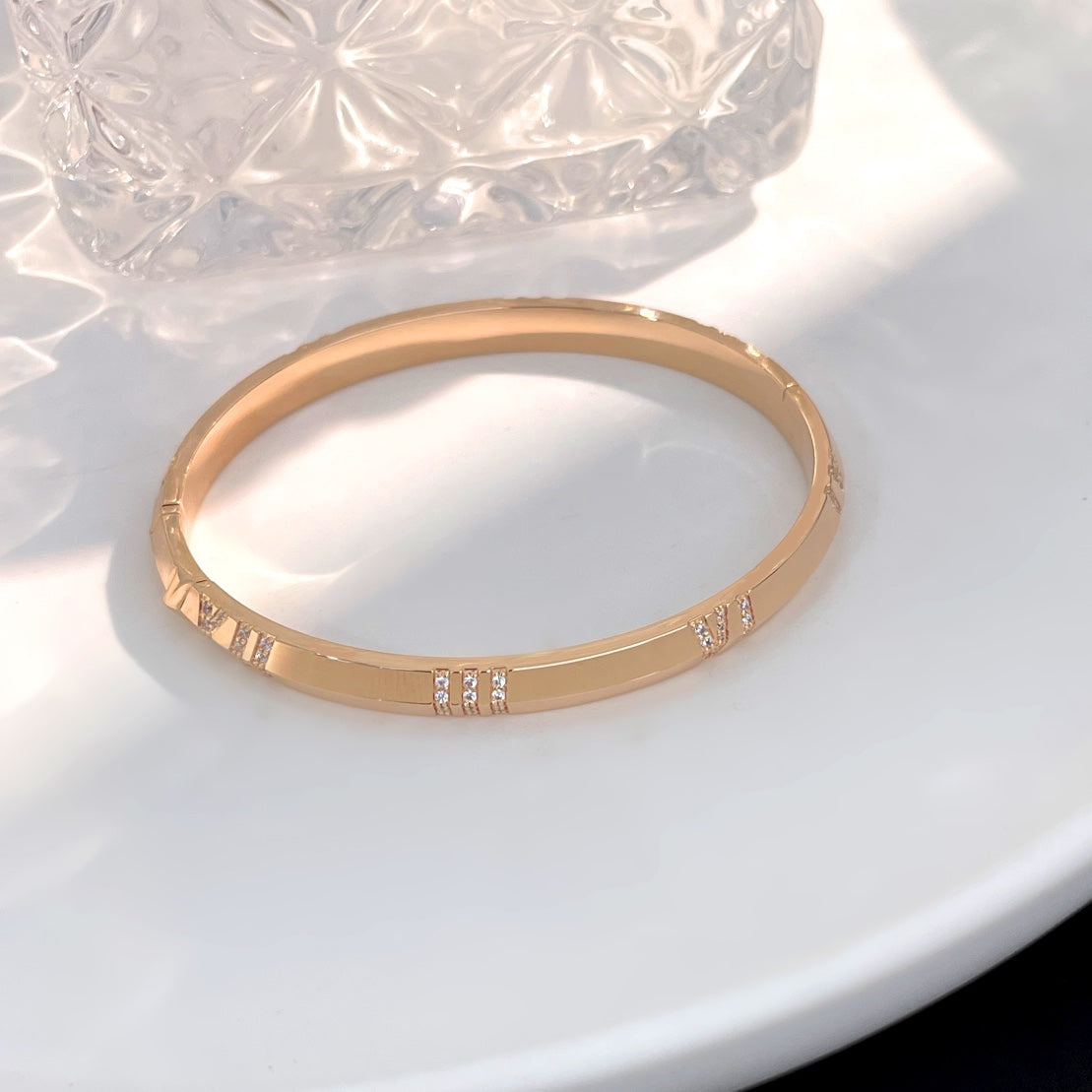 [Hevara Jewelry]ATLAS BRACELET 6MM DIAMOND PINK GOLD