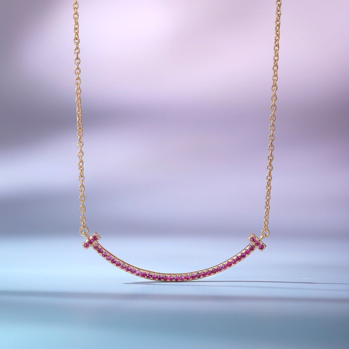 [Hevara Jewelry]BIG SMILE PEDANT PINK DIAMOND NECKLACE