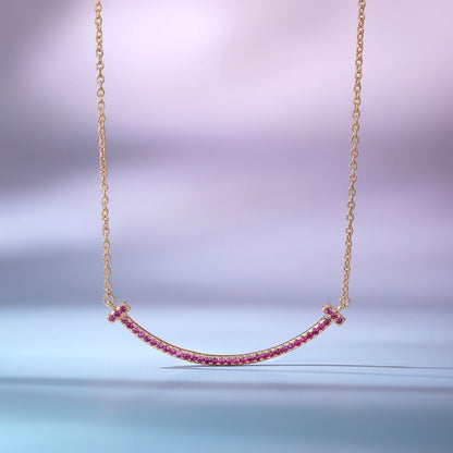 [Hevara Jewelry]BIG SMILE PEDANT PINK DIAMOND NECKLACE