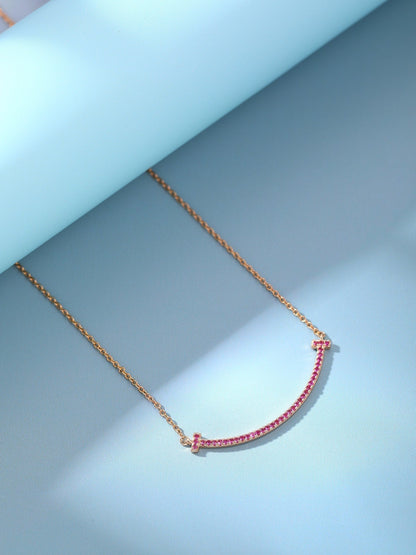 [Hevara Jewelry]BIG SMILE PEDANT PINK DIAMOND NECKLACE